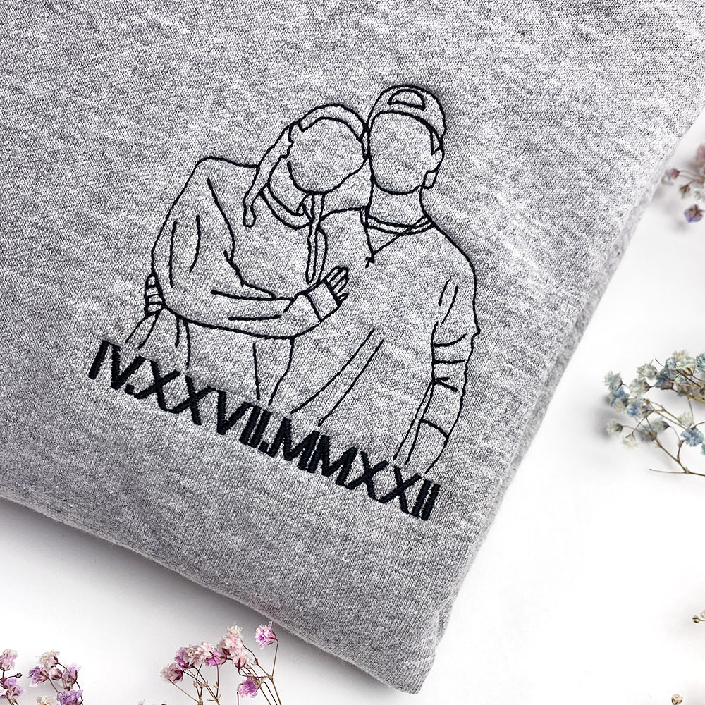 Photo portrait, photo sweater, outline sweater, couples portrait sweater, couples photo gift, portrait crewneck sweatshirt