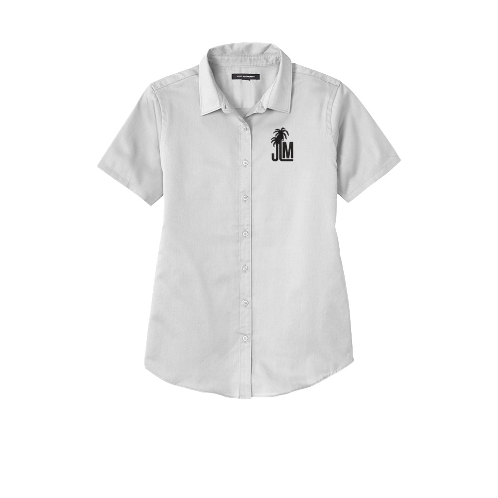 Ladies Short Sleeve Twill Shirt Embroidered