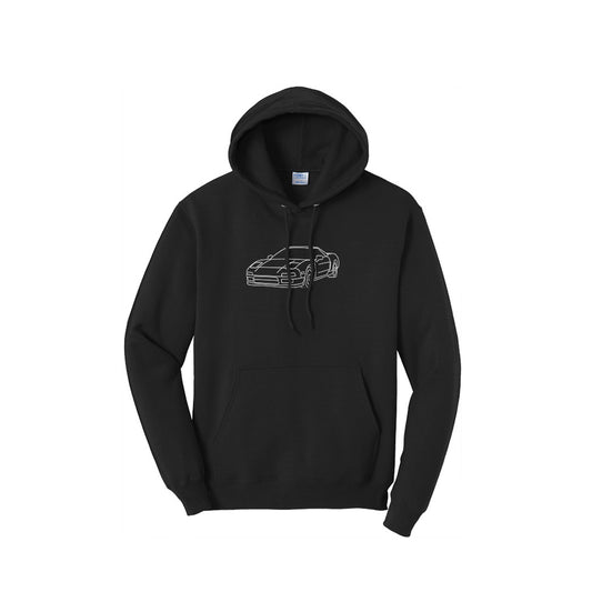 Large Outline Car Sweater with Hood