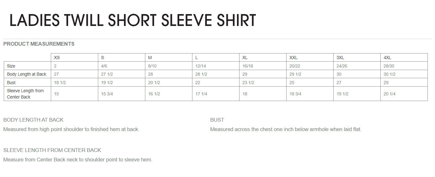 Ladies Short Sleeve Twill Shirt Embroidered